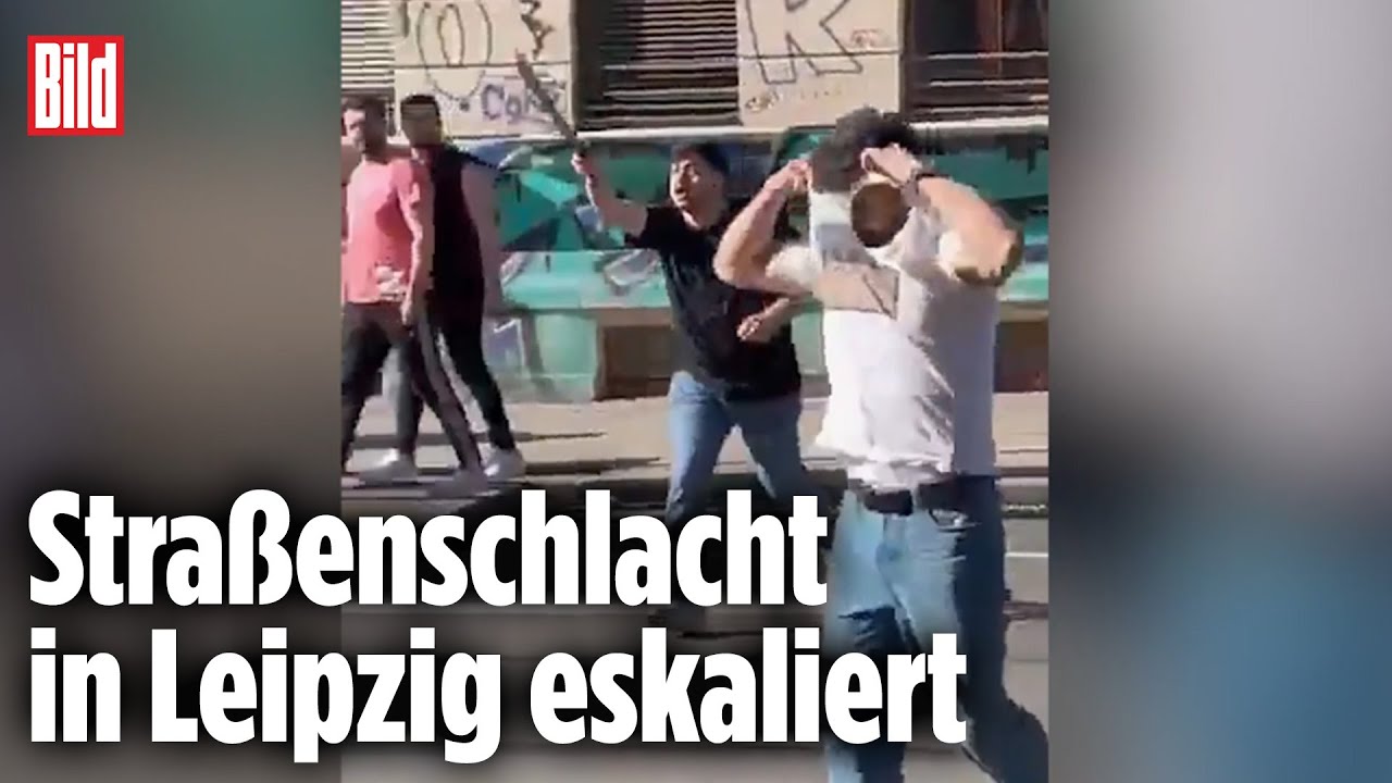 Leipzig, Eisenbahnstra&szlig;e: Massenschl&auml;gerei mit Machete