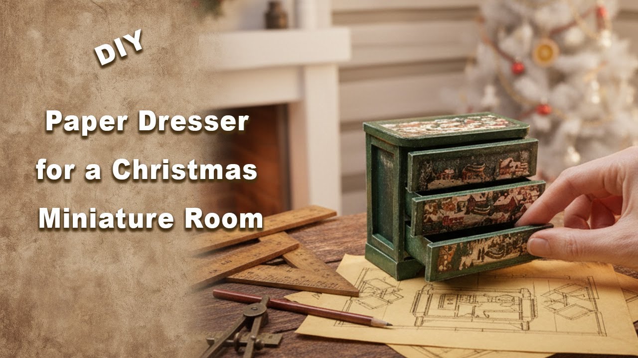 DIY Miniature Christmas Dresser 🎄 | Easy Paper Craft Tutorial for Dollhouse Decor
