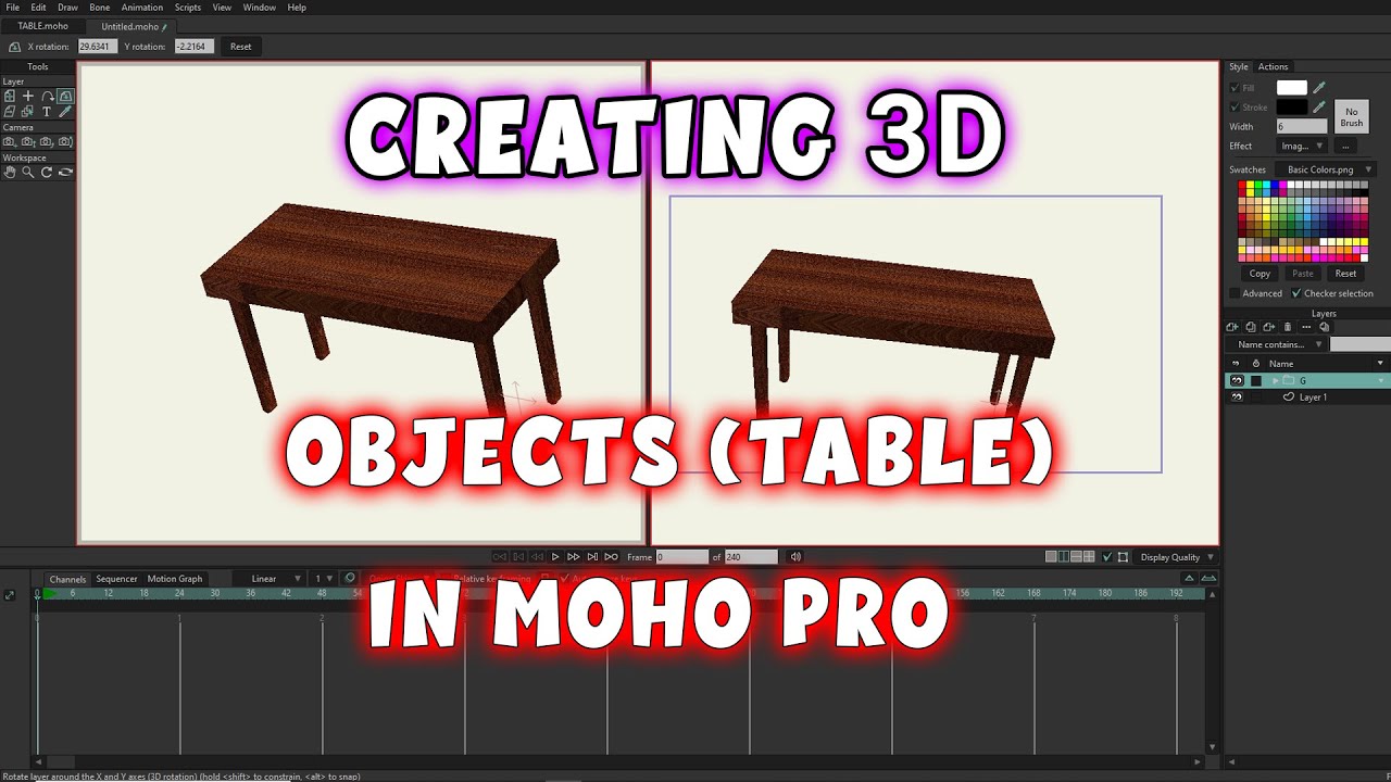 Creating 3D objects (table) in Moho pro - anime studio
