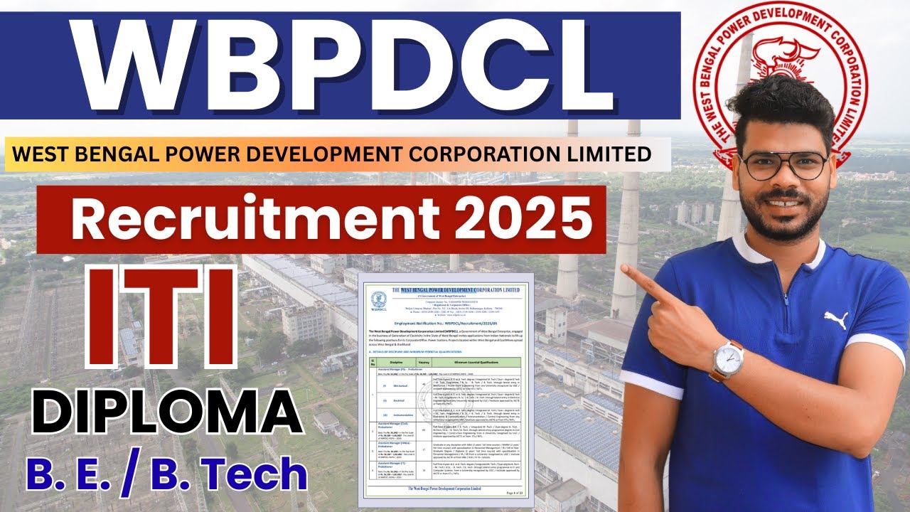 WBPDCL Recruitment 2025 | West Bengal Power Development Corporation Limited Vacancy 2025.