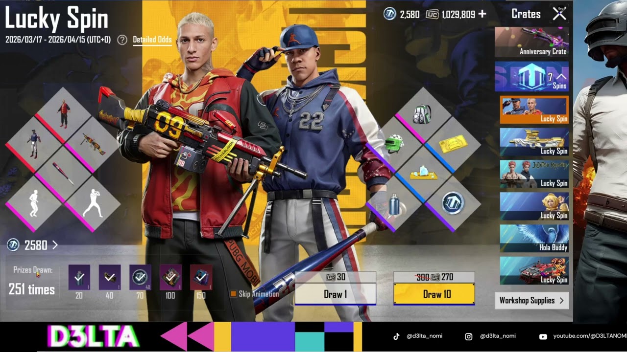 LUCKY SPIN🔥| RICHARLISON ACE09 🔥| D3LTA NOMI 🕹| PUBG MOBILE 🎮