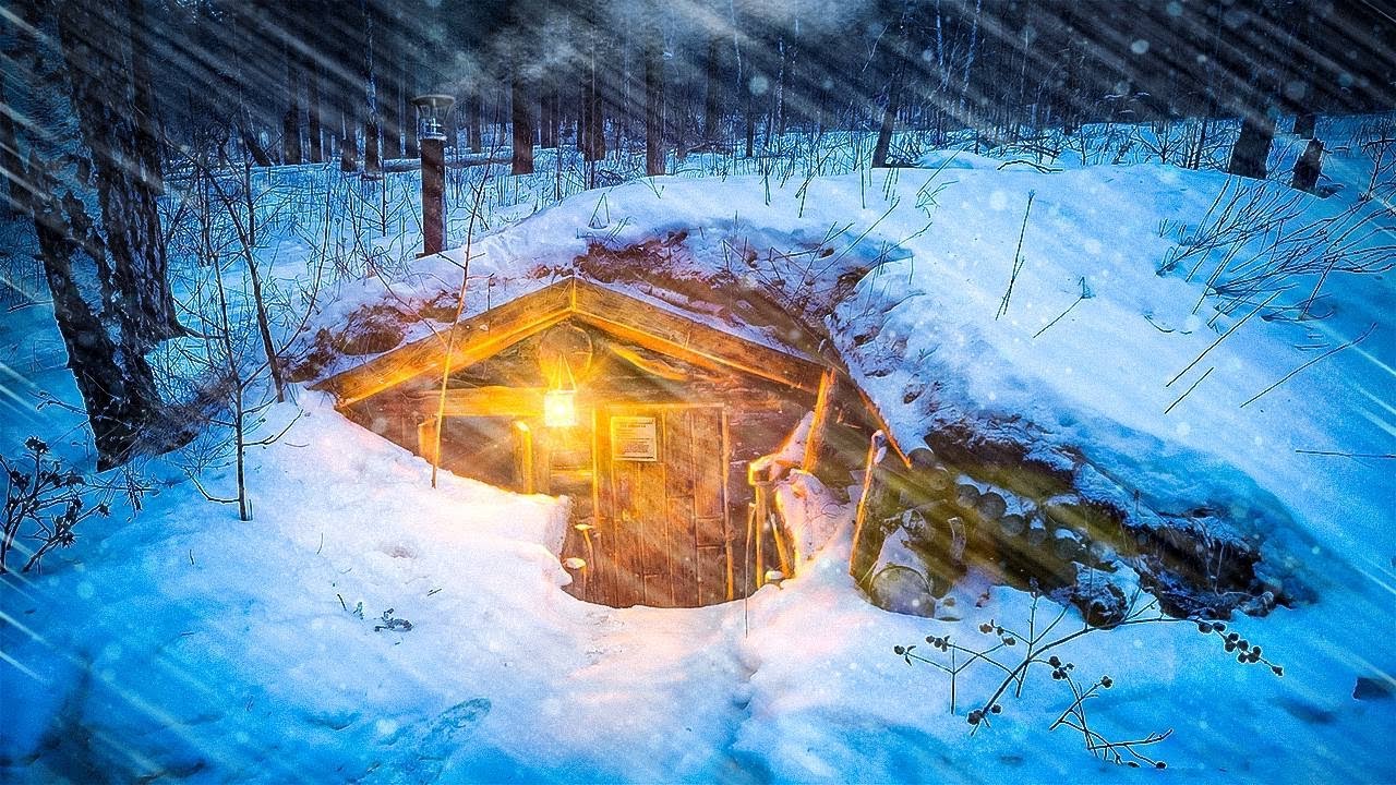 I hide in a warm old DUGOUT, Waiting for the SNOWFALL, STRANGERS visited my log cabin