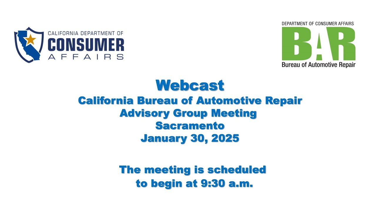 Bureau of Automotive Repair Advisory Group Meeting - January 30, 2025