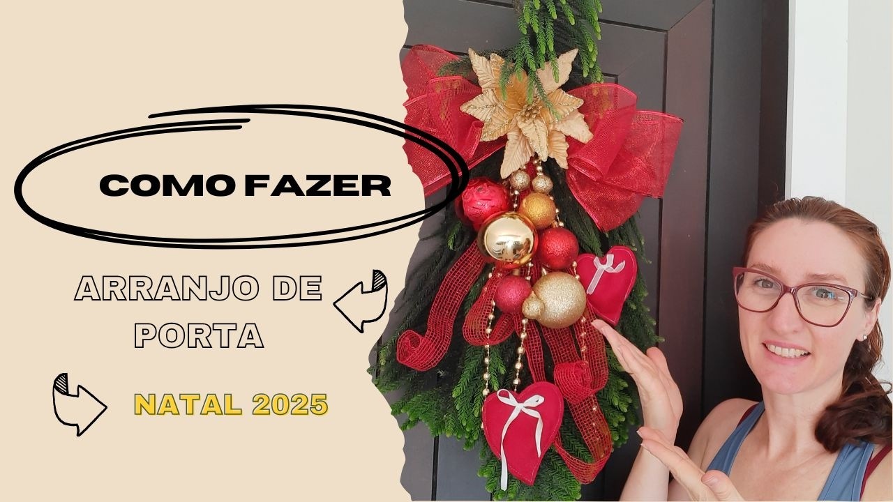 Arranjo de Porta NATAL com galhos naturais
