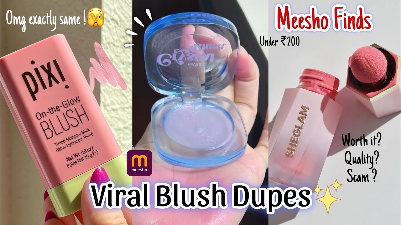 Trying Viral Blush DUPES from Meesho💗| under ₹200 | meesho finds ~ sheglam, pixi & crystal blush🌸