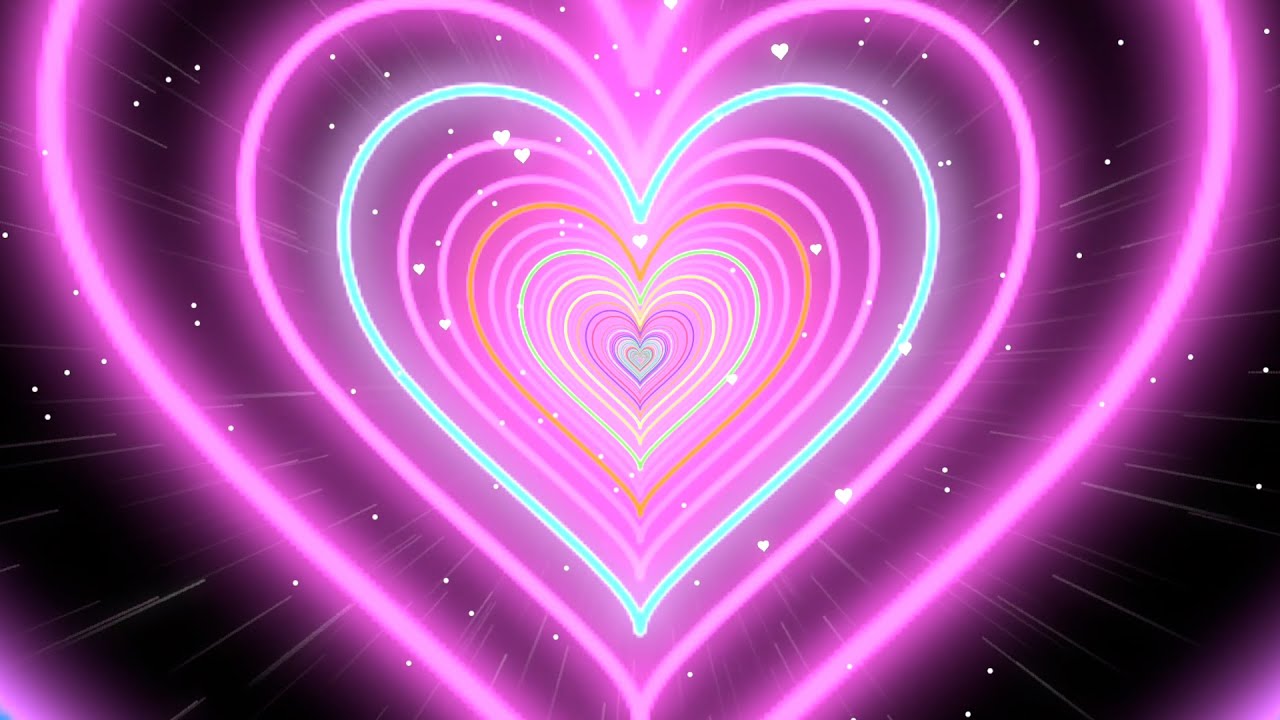 Colorful Heart Background💖Pink Tunnel Heart Background Screensaver Video Effects - Lights Background