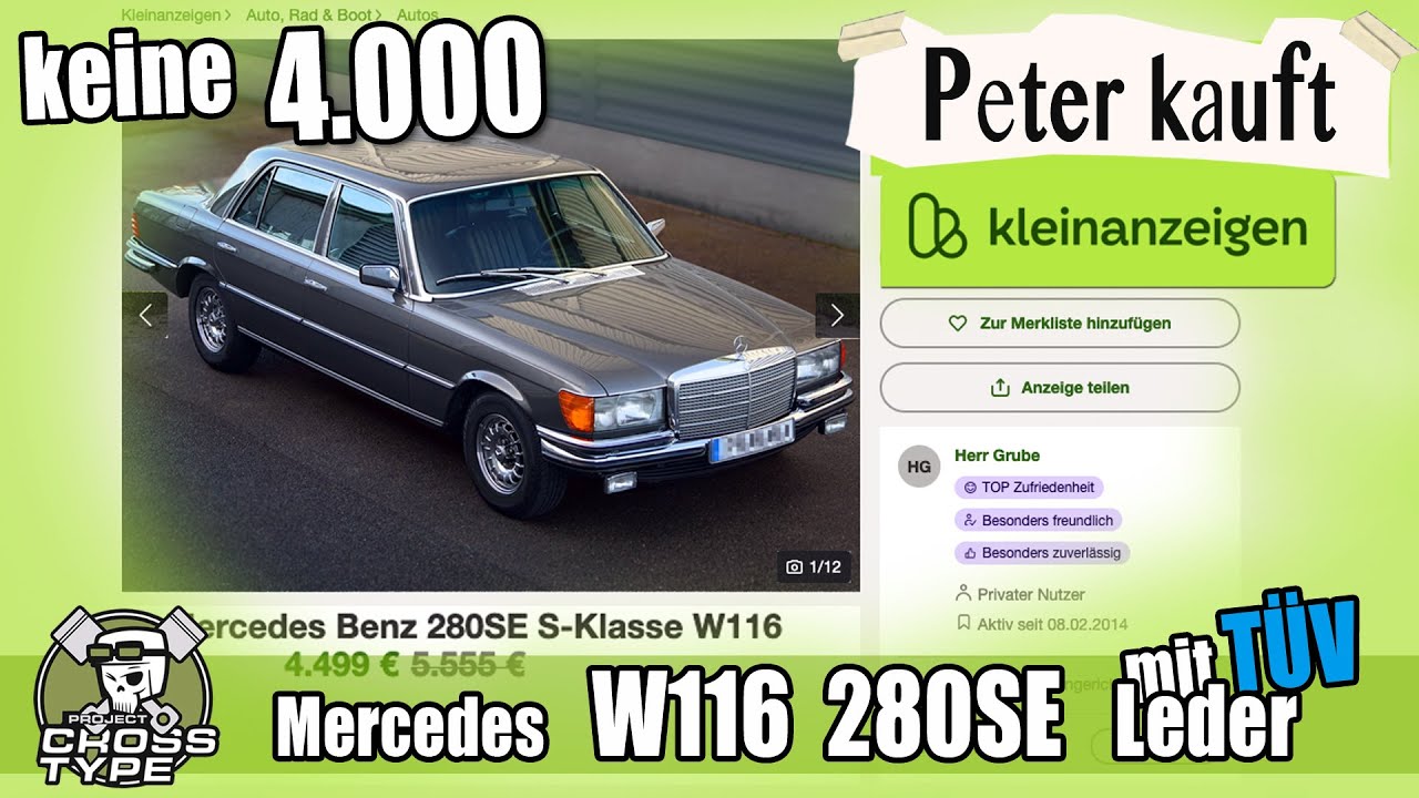 Mercedes W116 S-Klasse 280SE mit LEDER und TÜV keine 4.000 Euro