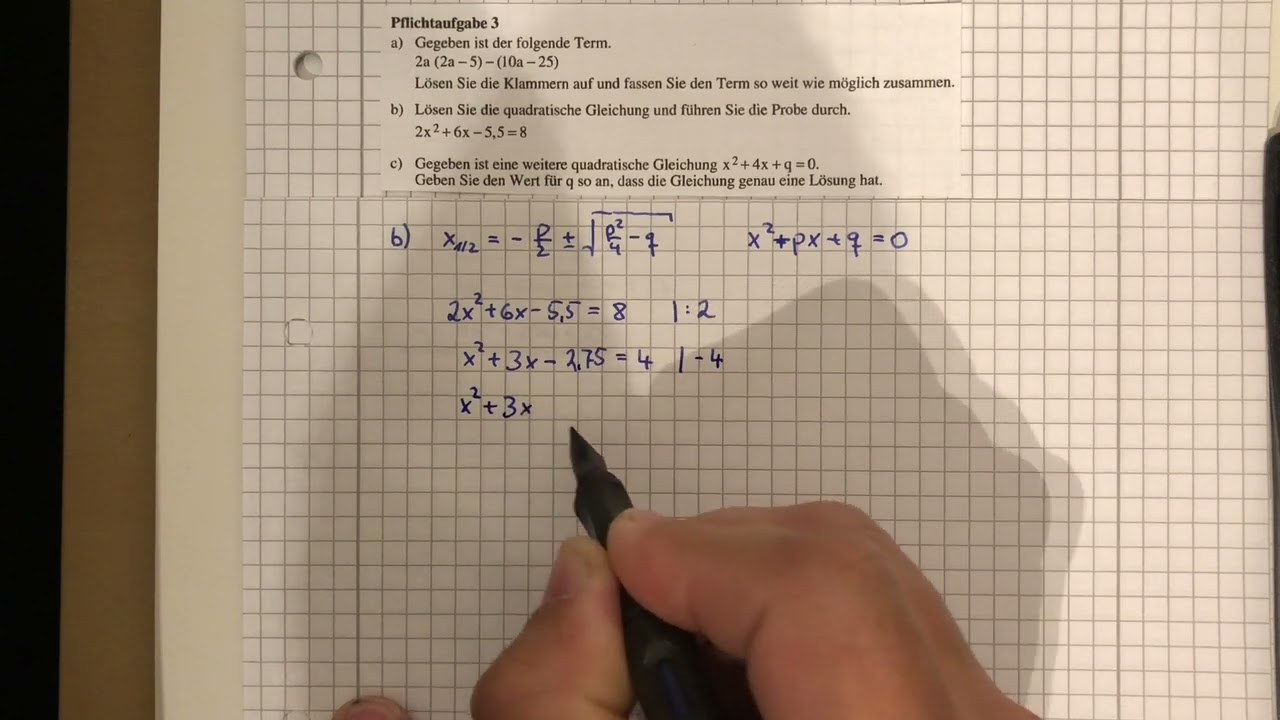Prüfungsvorbereitung Realschulprüfung Mathematik in Sachsen Aufgabe B 3 (2017)