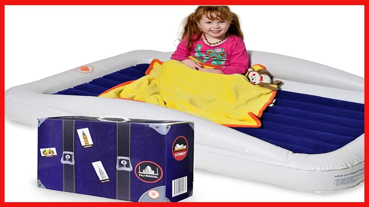 Sleep by Grace Inflatable Toddler Travel Bed with Safety Bumpers  Portable Blow Up Mattress for Kid