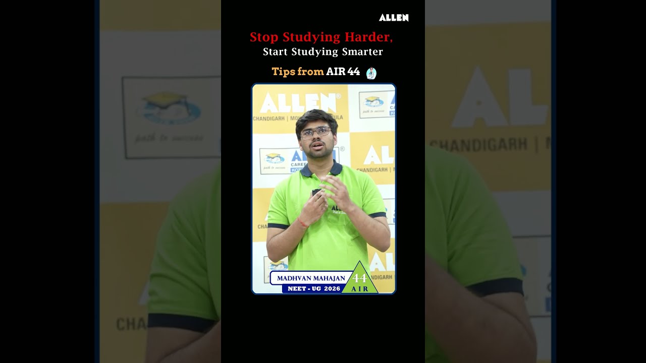 Learn practical NEET preparation tips from AIR 44 Madhvan Mahajan. #shorts