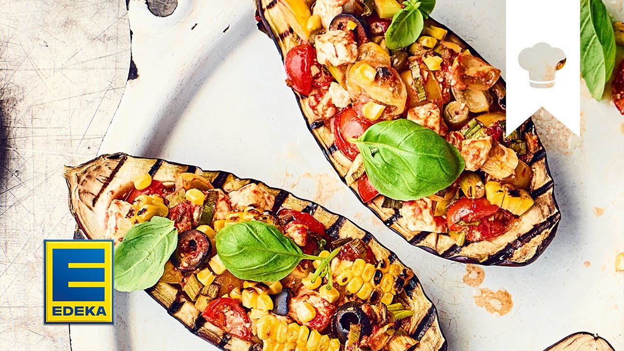 Aubergine grillen | Rezept f&uuml;r gef&uuml;llte Aubergine vom Grill mit w&uuml;rziger Tomatensalsa | EDEKA