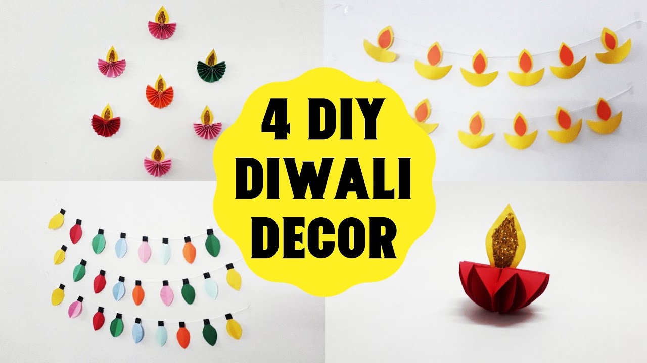 4 DIYs Diwali Decorations Ideas at home || Home Decoration ideas at Diwali || Paper Craft