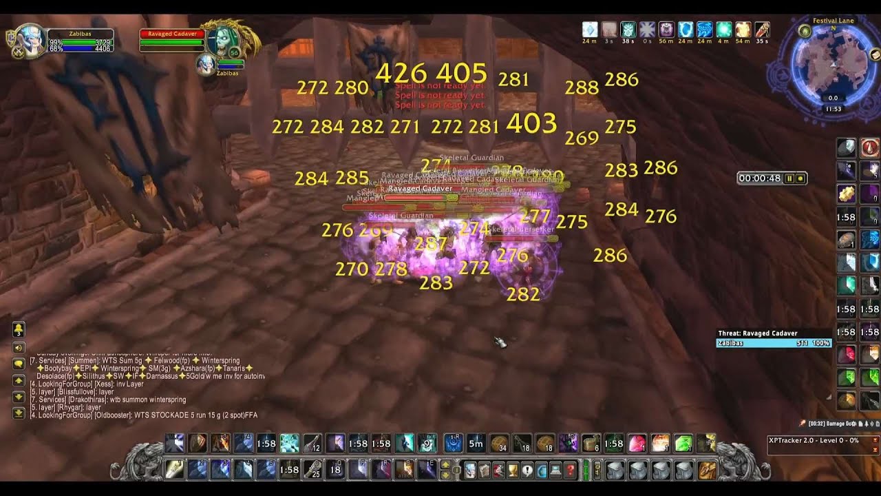 Wow Anniversary Classic / SOLO MAGE Stratholme 4 pulls 170mobs (no T2 set & Zanza) Phase 1 ❤