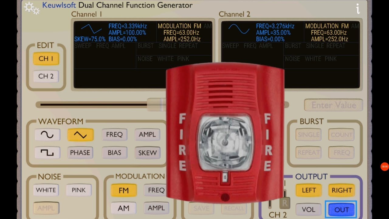 System Sensor SpectrAlert Advance horn sound from a function generator