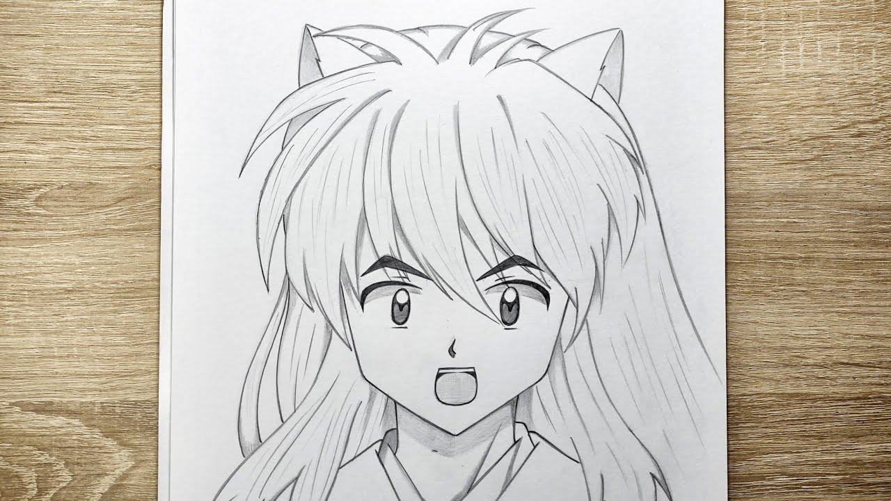 تعلم رسم انيوشا خطوة بخطوة | كيفية رسم انمي انيوشا | رسم انيوشا بأسهل طريقة
