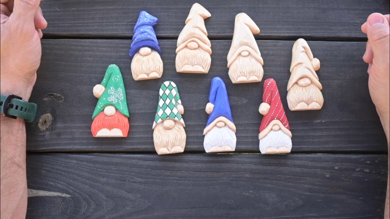 Easy Wooden Gnomes Carving Tutorial - How to Whittle a Wood Gnome