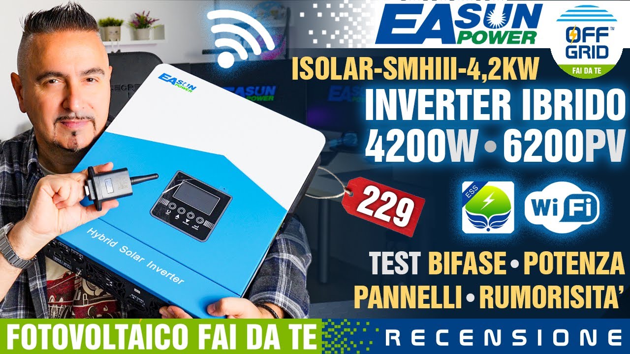 Inverter EASUN 4200W WiFi 6200W PV 24V ISolar-SMHIII-4,2KW Potentissimo per Fotovoltaico Fai da Te