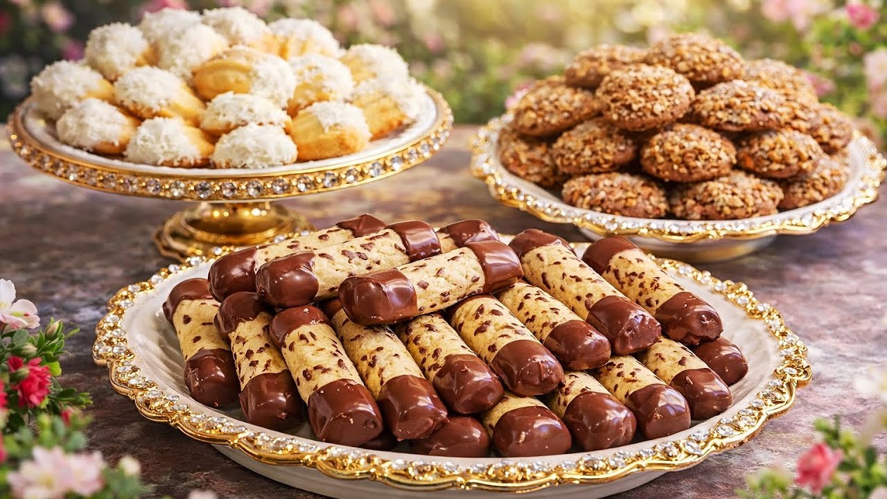 بدون زبدة🔥ثلاث أشكال حلويات سهلة وسريعة بمذاق جديد كيهبل يذوبو في الفم ذوبان 👌