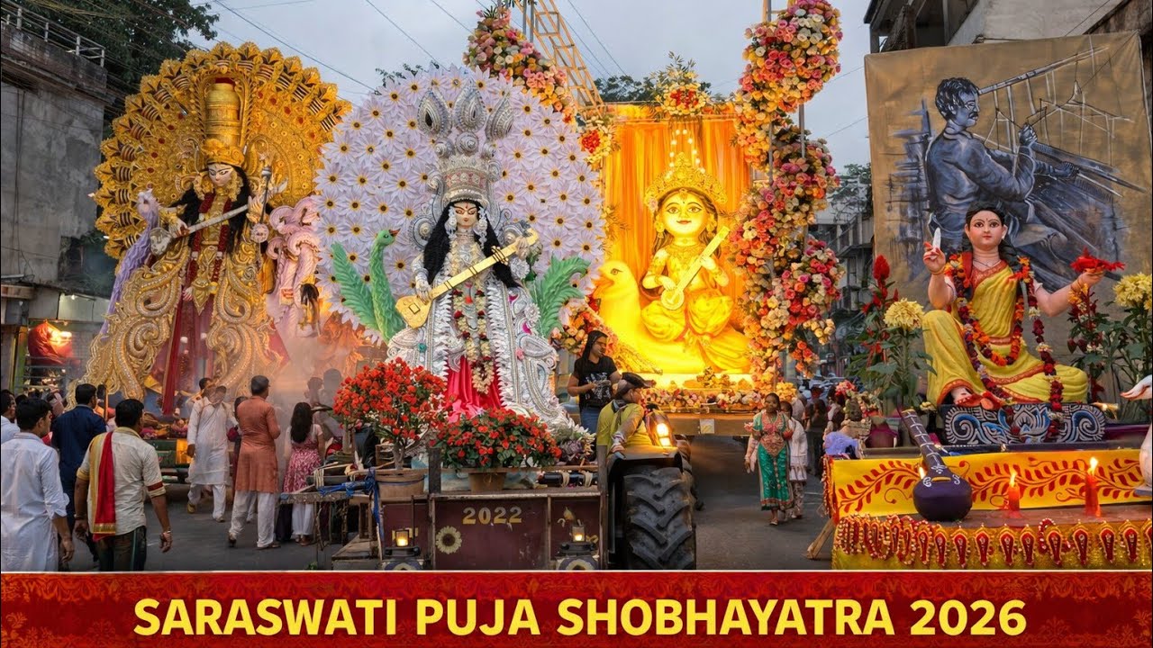 Santipur Saraswati Puja Shobhayatra 2026|Saraswati Puja Shobhayatra|Saraswati Puja Shobhayatra 2026