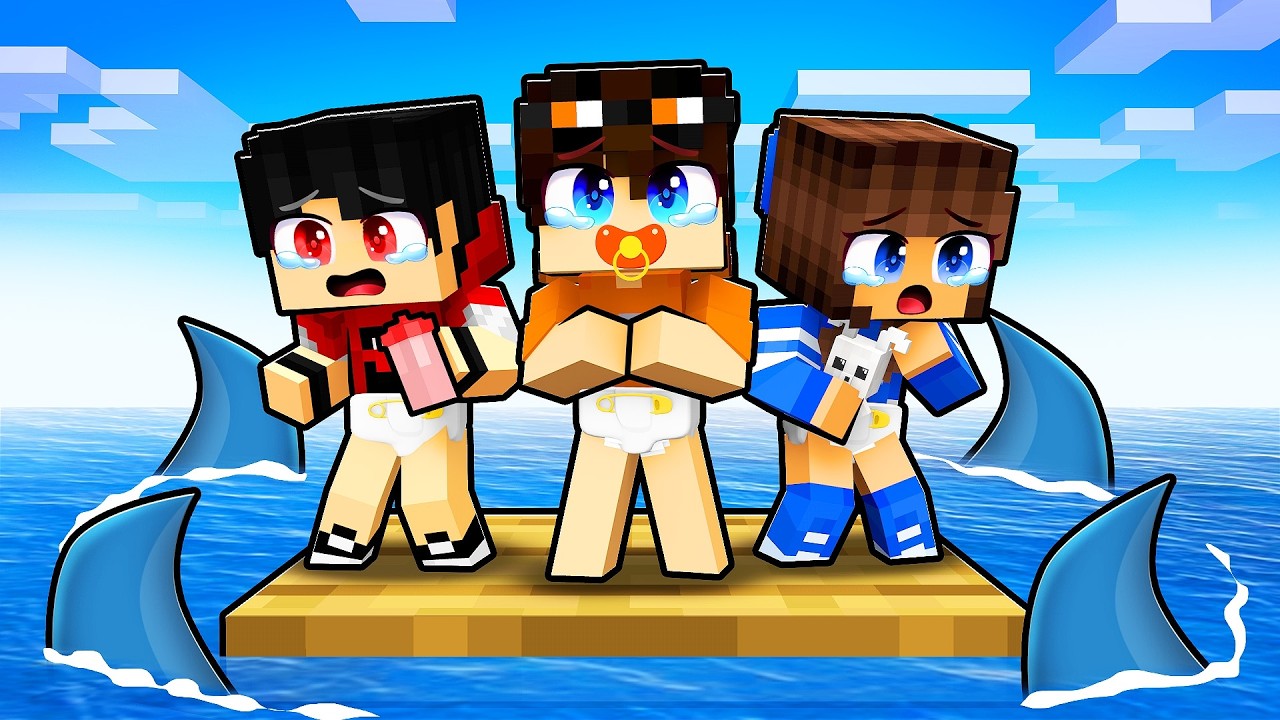 STHAN est&aacute; PRESO na JANGADA de BEB&Ecirc;S no Minecraft!