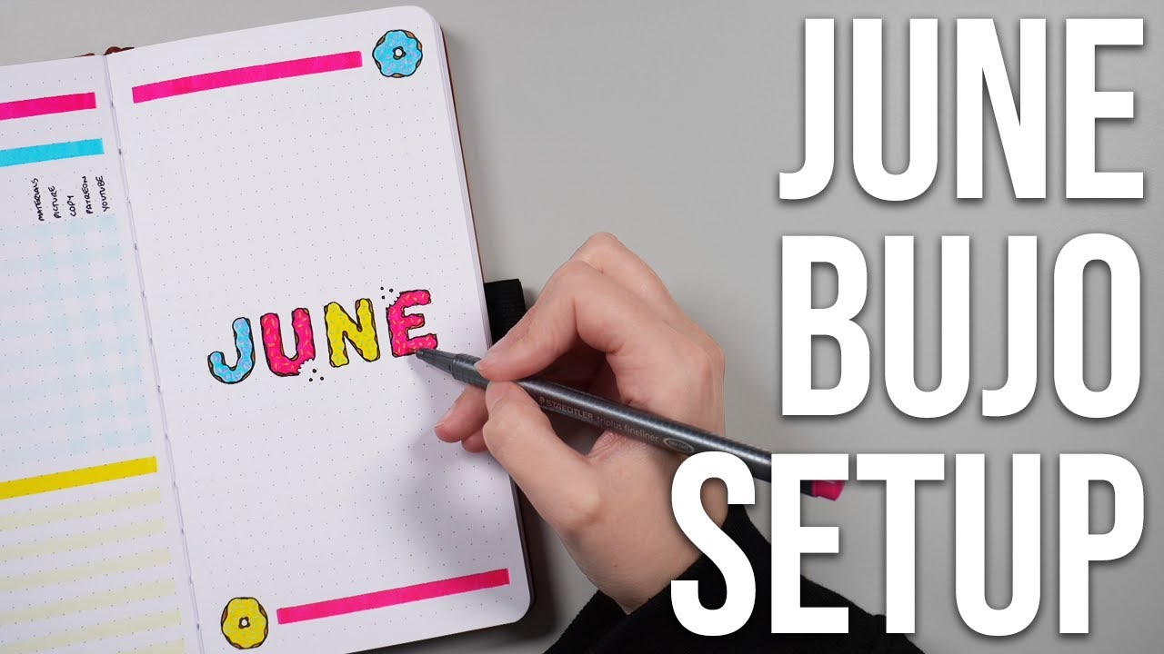 June Bullet Journal Setup 💜 Donuts theme