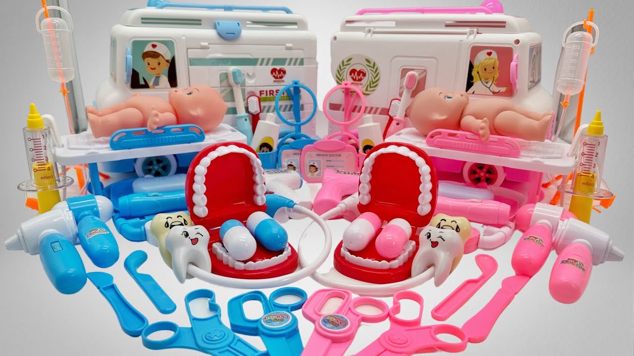 20 Minutes Satisfying with Unboxing Cute PINK vs BLUE Ambulance Car Doctor Play Sets | ASMR Toys