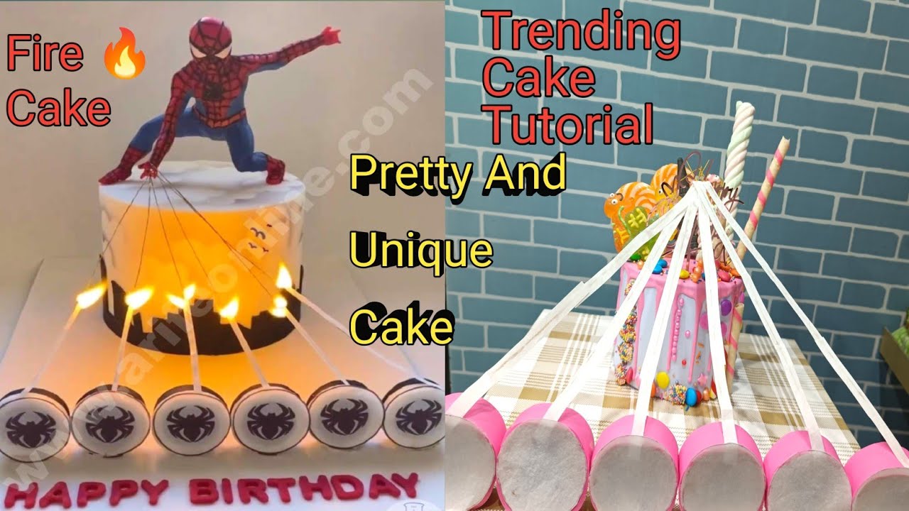 Fire 🔥🔥🔥🔥 Cake With Candy | Trending Cake Tutorial | Pretty And Unique Fire 🔥 Theme Cake