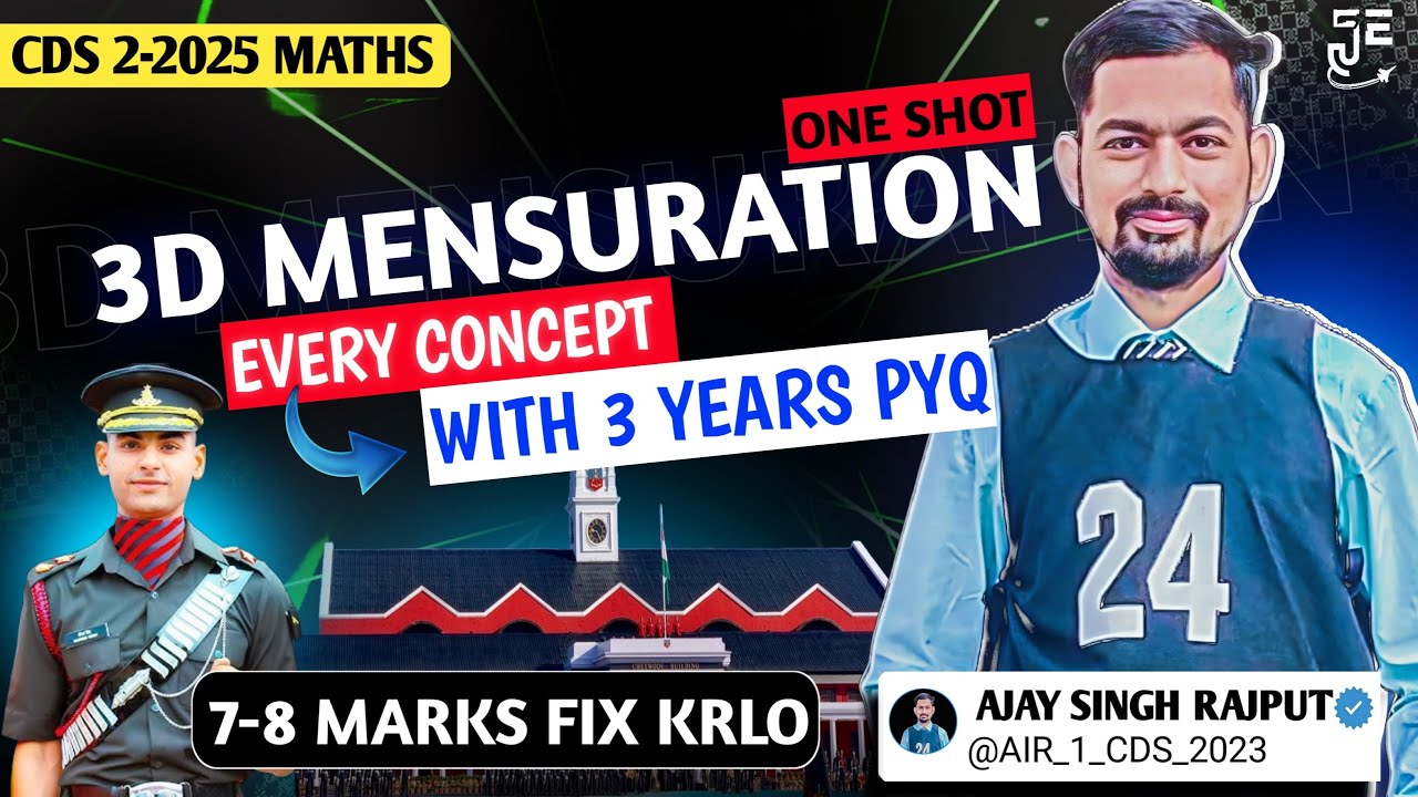One Shot 3D Mensuration For CDS 2 2025 || By CDS AIR 1 || With 3 Years PYQs and Best Concept #cdsair