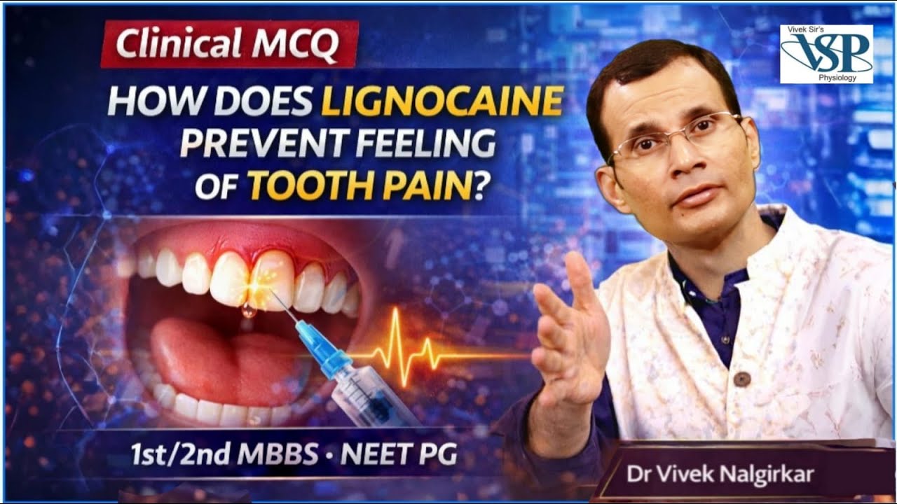 Why Does Lignocaine Stop Tooth Pain? | Physiology + Pharmacology MCQ Explain | Dr Vivek Nalgirkar |