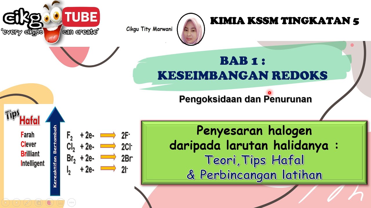 Kimia KSSM Ting 5 : Penyesaran Halogen daripada larutan halidanya