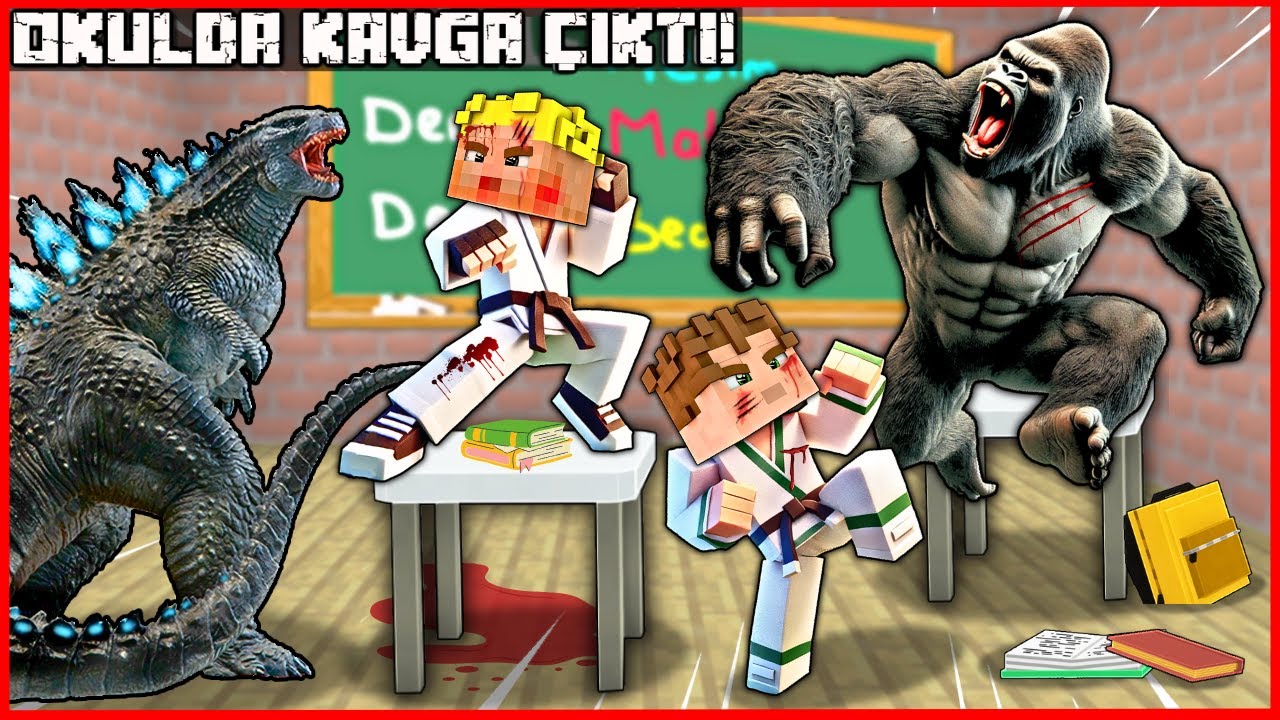 OKULDA KORKUNÇ YARATIKLARLA KAVGA ÇIKTI, EFEKAN HEPSİNİ DÖVDÜ! 😂  -Minecraft