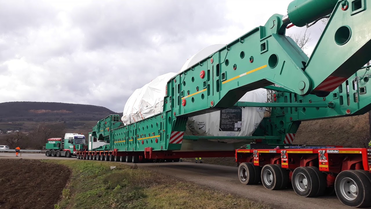 Convoi SCALES transportant la plus puissante turbine a gaz GE 9HA02