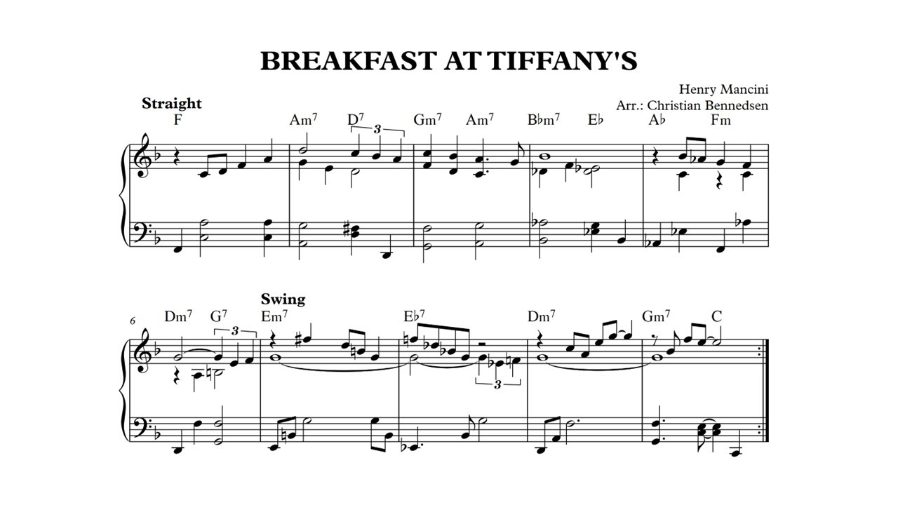 Mancini - Breakfast At Tiffany's - Piano