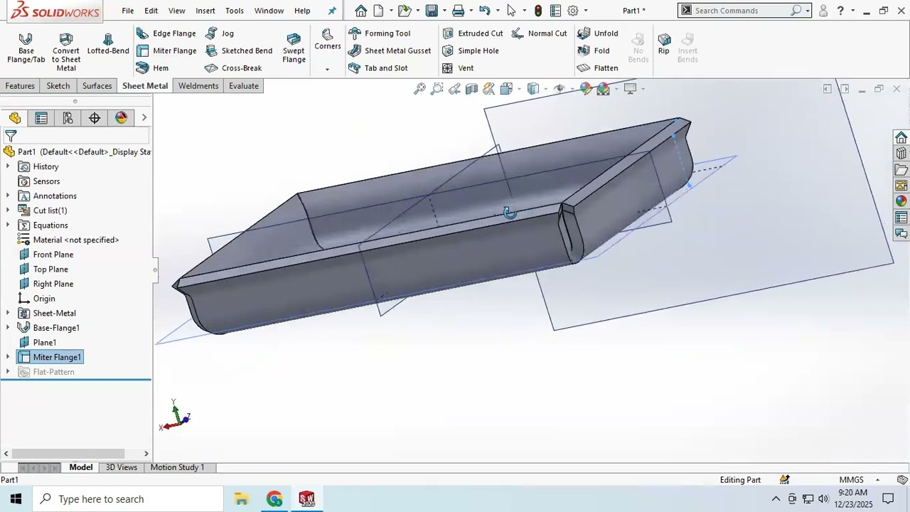 SolidWorks Tutorial: Create Your First Sheet Metal Part (Flanges, Hems & Jogs) | Part 28