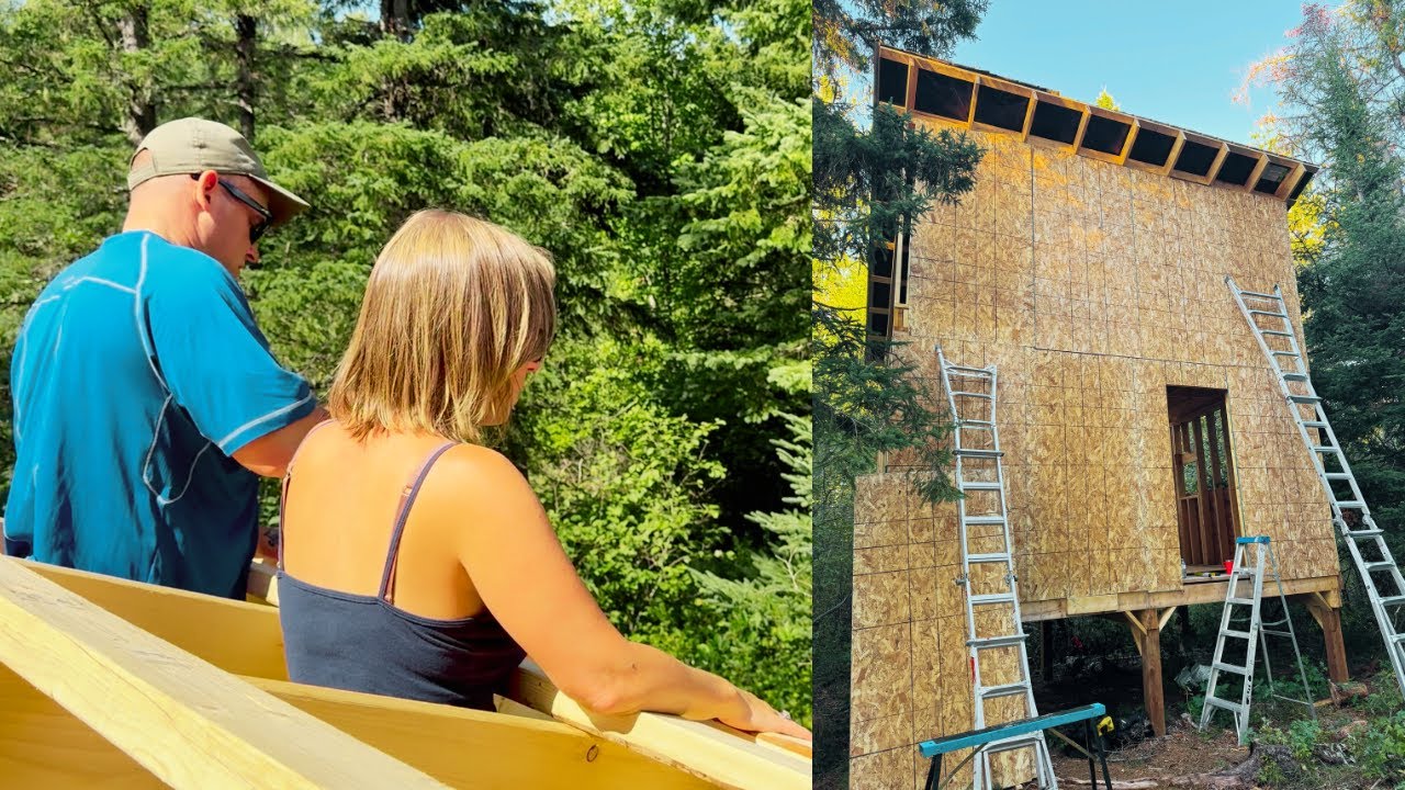 Installing Metal Roofing On Our Off Grid Cabin (It Gets a Bit Sketchy)
