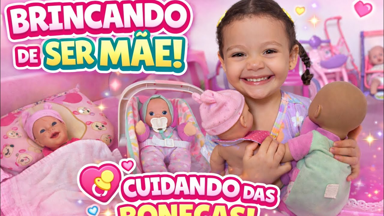 Lívia Brincando de Ser Mamãe! Cuidando das Bonecas 👶🍼 | Rotina de Brincadeira