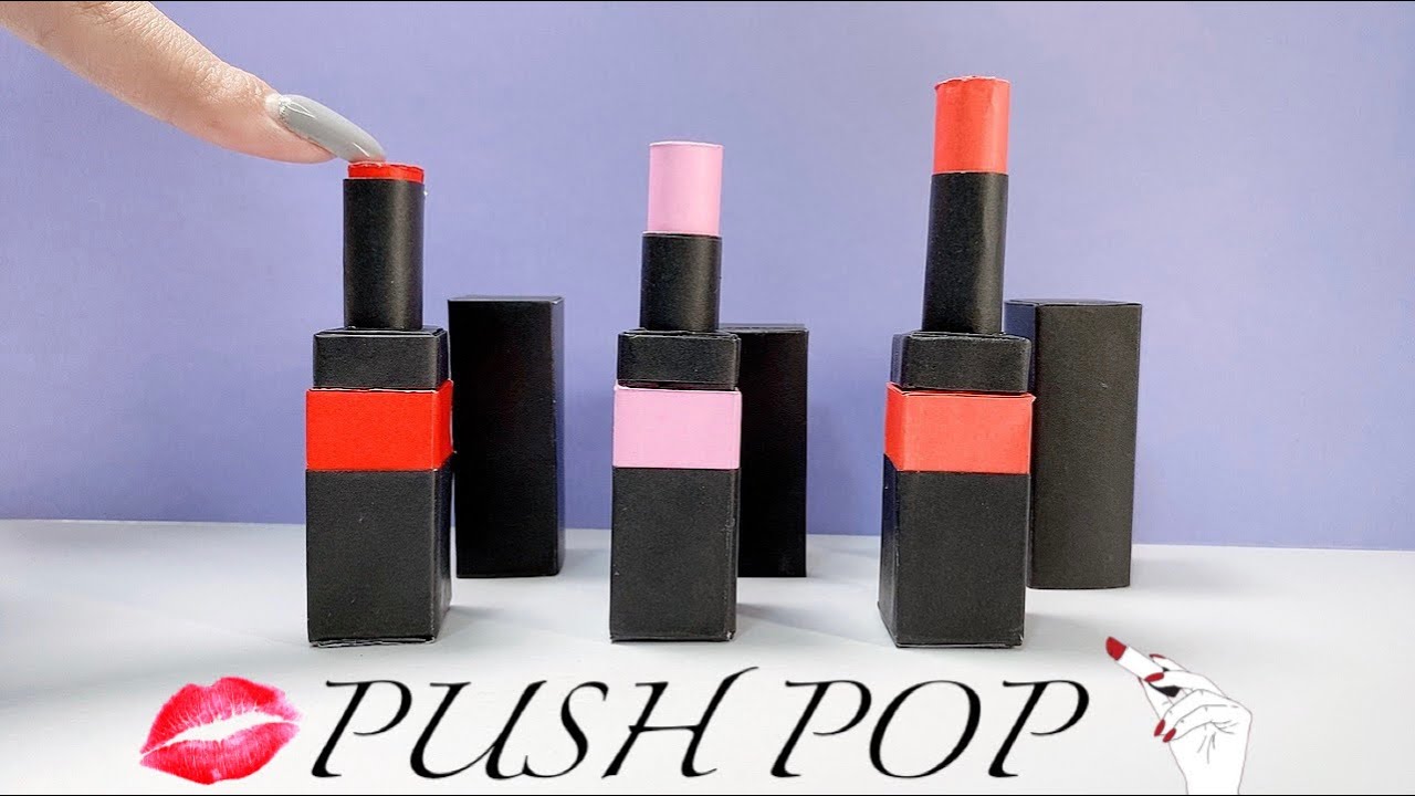 蓋付きリップ💄折り紙プッシュポップの作り方 PUSHPOP かっこいい口紅折り紙