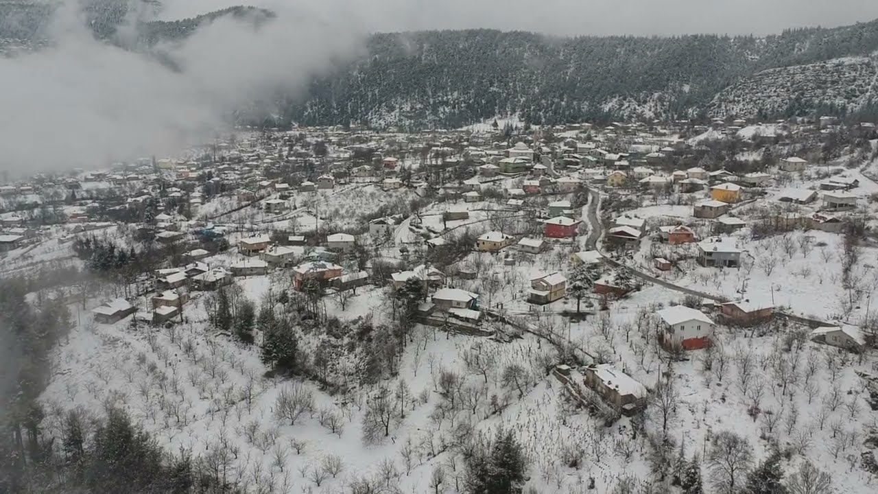 Çamlıyayla Fakılar havadan Drone Çekimi karlı ve sisli hava