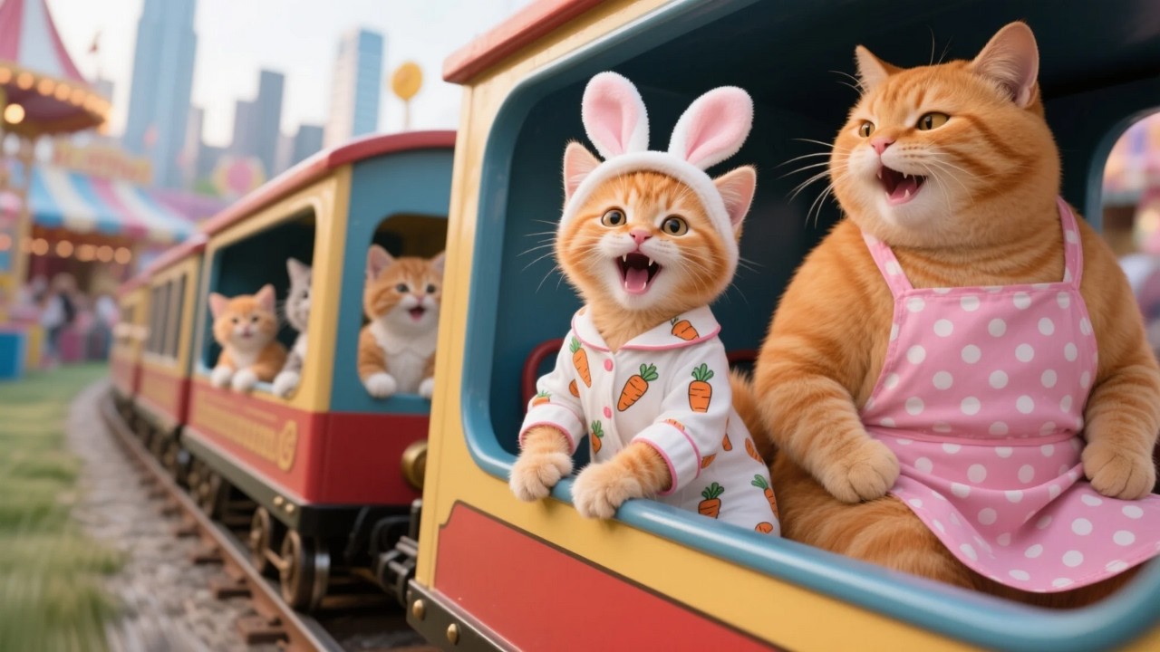 Mom Cat Takes Cute Kitten to Play at the Street Festival 🐱🎡