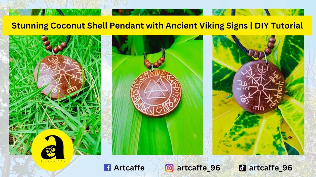 Stunning Coconut Shell Pendant with Ancient Viking Signs | DIY Tutorial