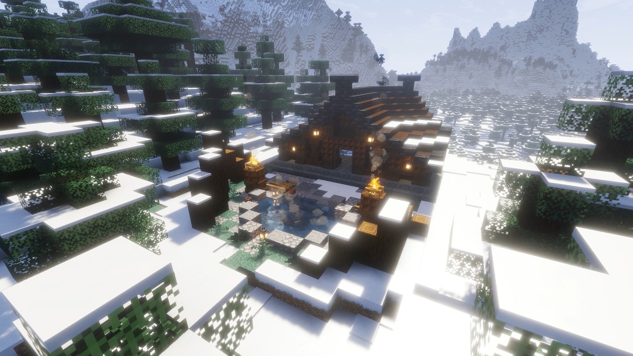 Minecraft Nordic Hot Spring Bathhouse! #minecraft #minecraftguide #minecraftbuilding