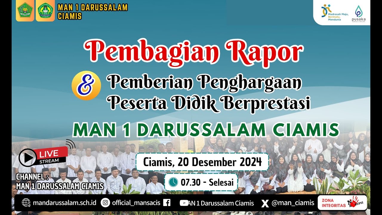 Pembagian Rapor Dan Pemberian Penghargaan Peserta Didik Prestasi