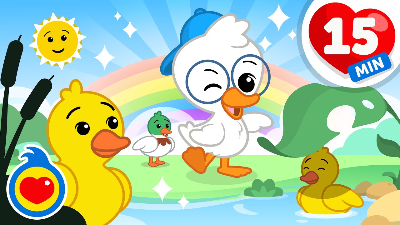 O Patinho Qua Qua 🪿 🌈 ☀️ e muito mais! | 15 minutos de Música Infantil com Um Herói do Coração ❤️