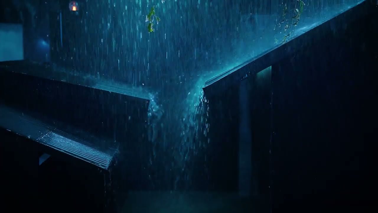 Heavy Rain on Tin Roof for Deep Sleep & Insomnia Relief – Night Thunderstorm for Relaxing, Study