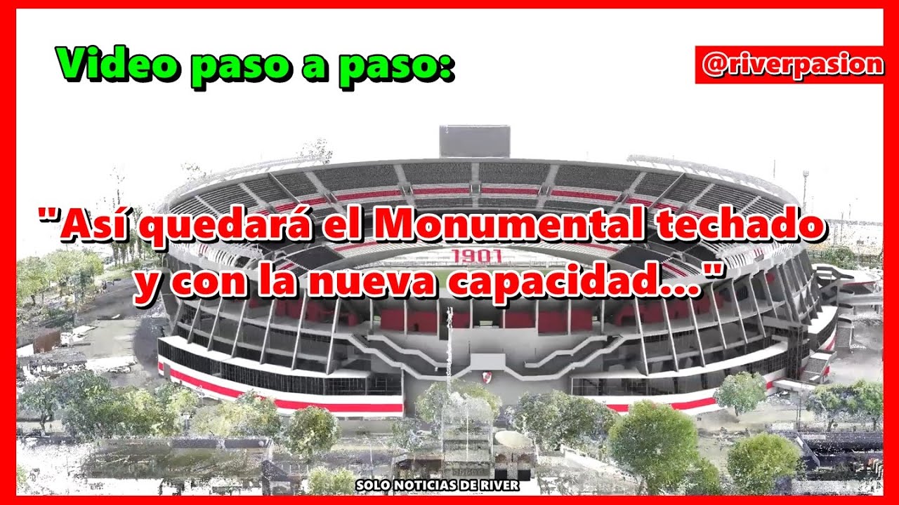 Render oficial de cómo será la construcción de la quinta bandeja y el techo  del Monumental...