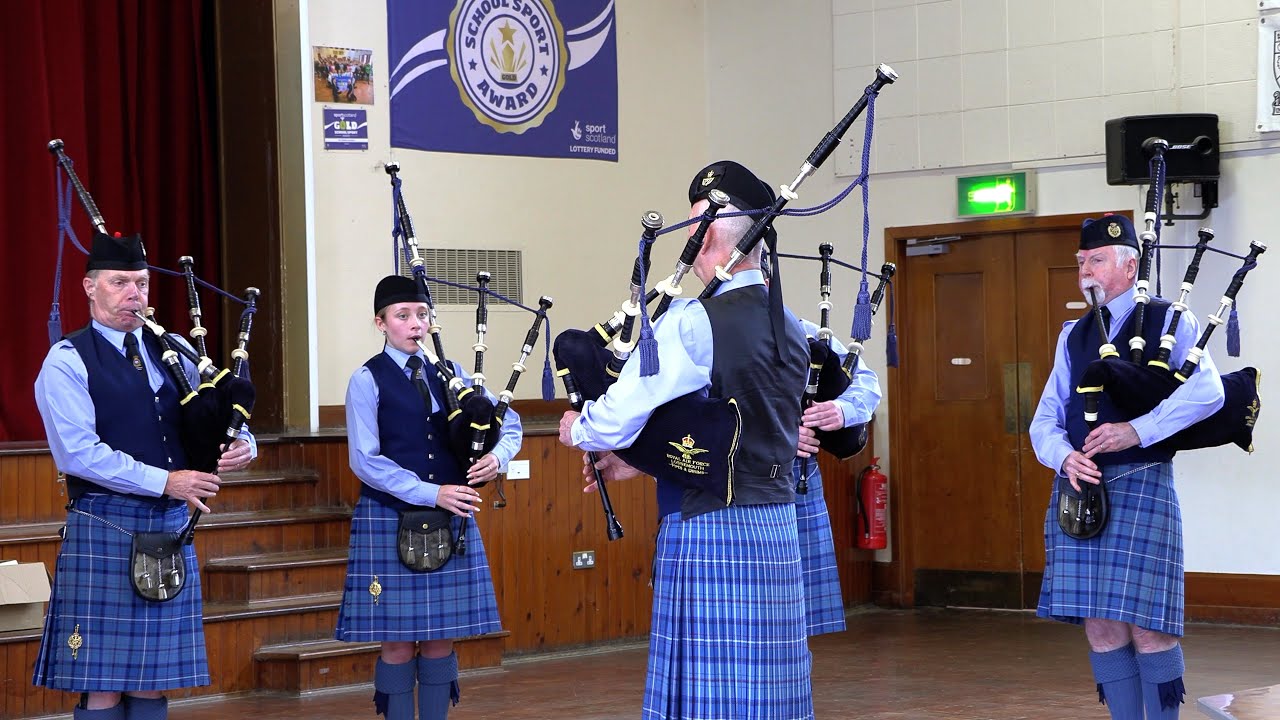 RAF Lossiemouth Pipes & Drums in Grade 3 at 2025 North of Scotland Pipe Band Competition in Huntly