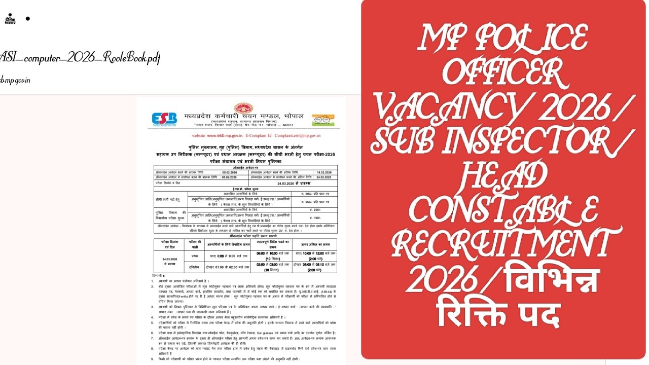 MP POLICE OFFICER VACANCY 2026/विभिन्न रिक्ति पद /HEAD CONSTABLE RECRUITMENT/SUB INSPECTOR #vacancy
