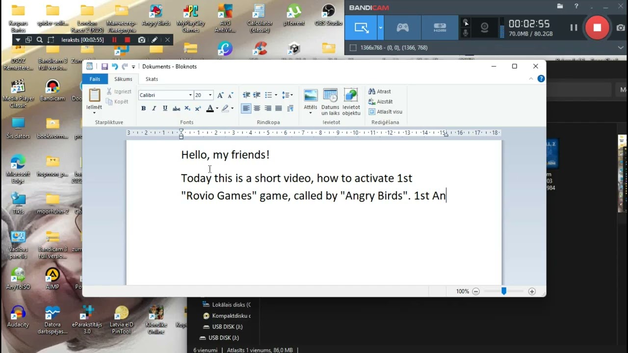 How to activate 1st Rovio Games game Angry Birds (key into description)