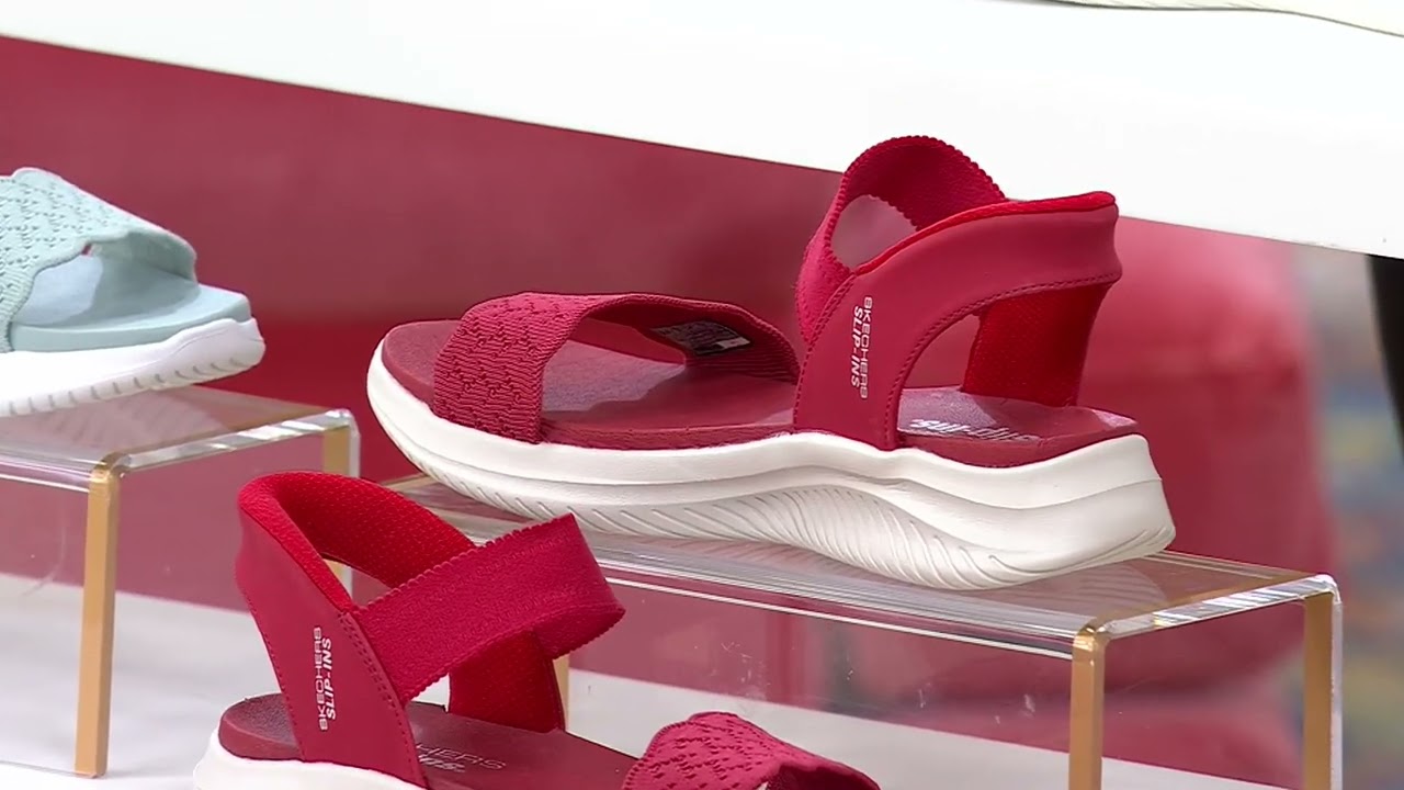 Skechers Slip Ins Ultra- Flex Washable Knit Sandals -Feelin' Pretty on QVC