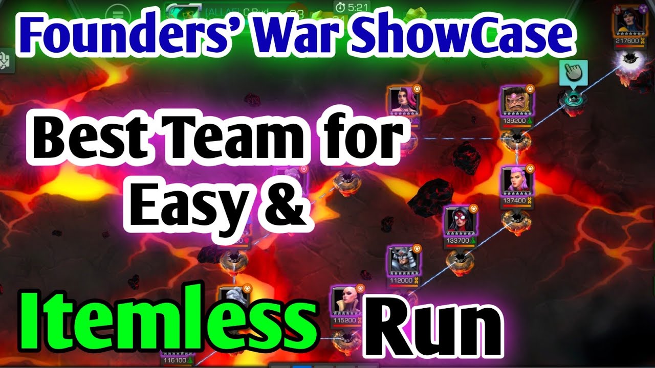 Founders' War ShowCase | Best team for easy & Itemless Run / MCOC 